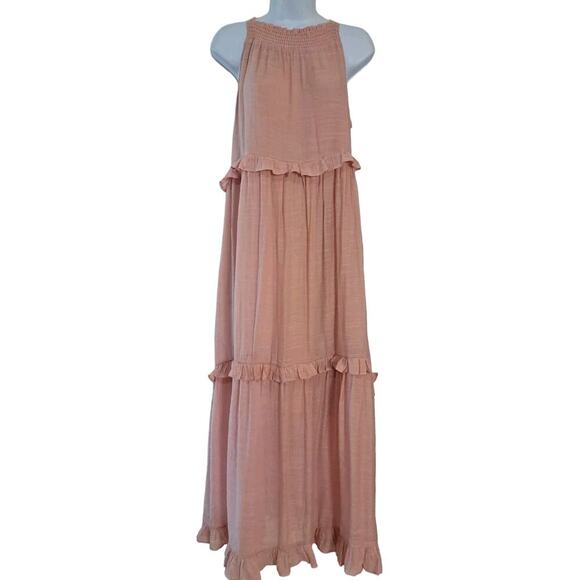 Sweet lovely Dresses & Skirts - NWT Sweet Lovely By Jen Smocked Tiered Halter Maxi Dress Sz L Blush Pink Prairie